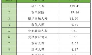 中国保险公司十大排名